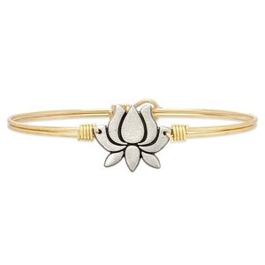 Luca + Danni Lotus Flower Bangle Bracelet Mixed Metal Silver and Brass